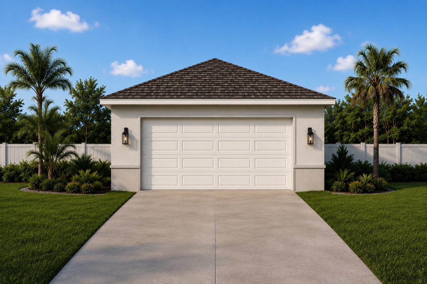 Detached 2-car garage with 12-foot walls